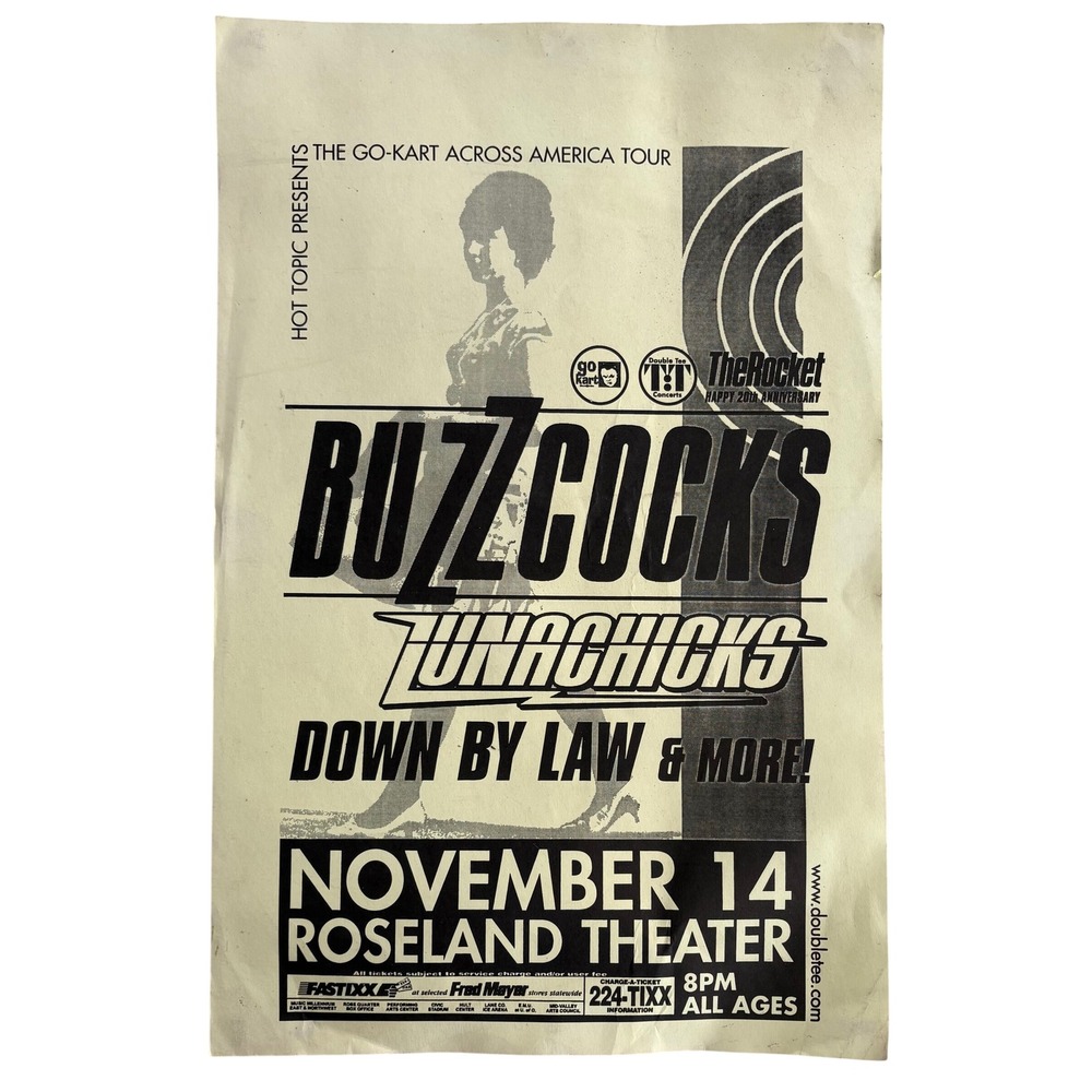 Vintage Buzzcocks Lunachicks Concert Poster Roseland Theater 11x17 Punk Flyer